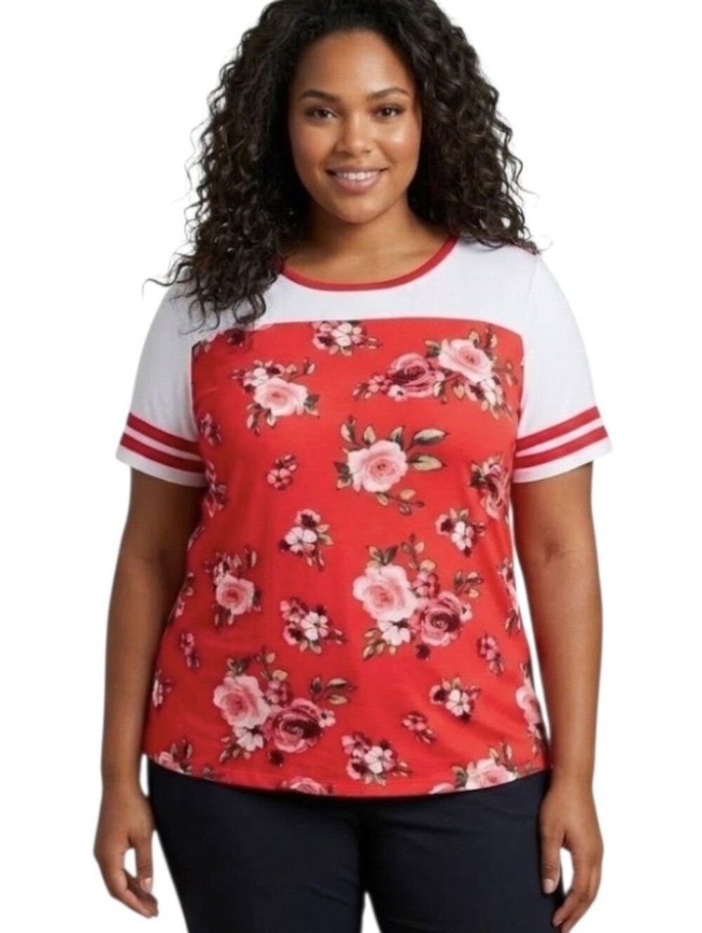 Signature Studio Floral Baseball Tee 2X